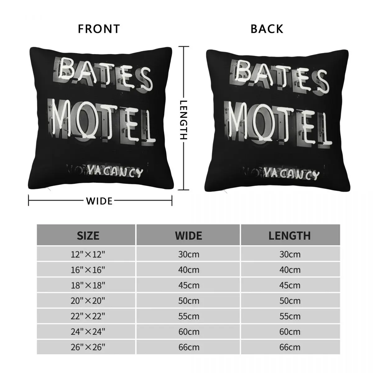 Bates Motel Vacancy Square Pillowcase Polyester Linen Velvet Creative Zip Decorative Home Cushion Case 18