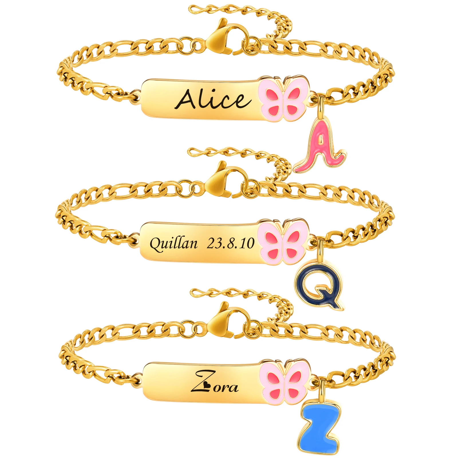 

Personalized Name Initial Bracelets for Baby Girls, Anti Allergy Stainless Steel Letter Bracelet, Custom Gift for Child Newborn