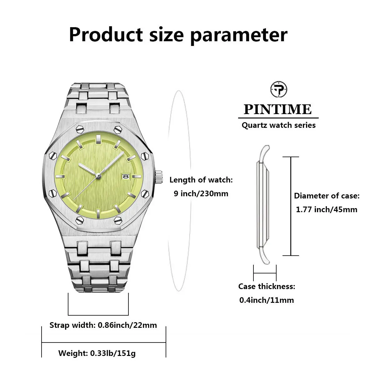 Simple, atmospheric, classic, fashionable, polygonal, trendy, deep waterproof wristwatch