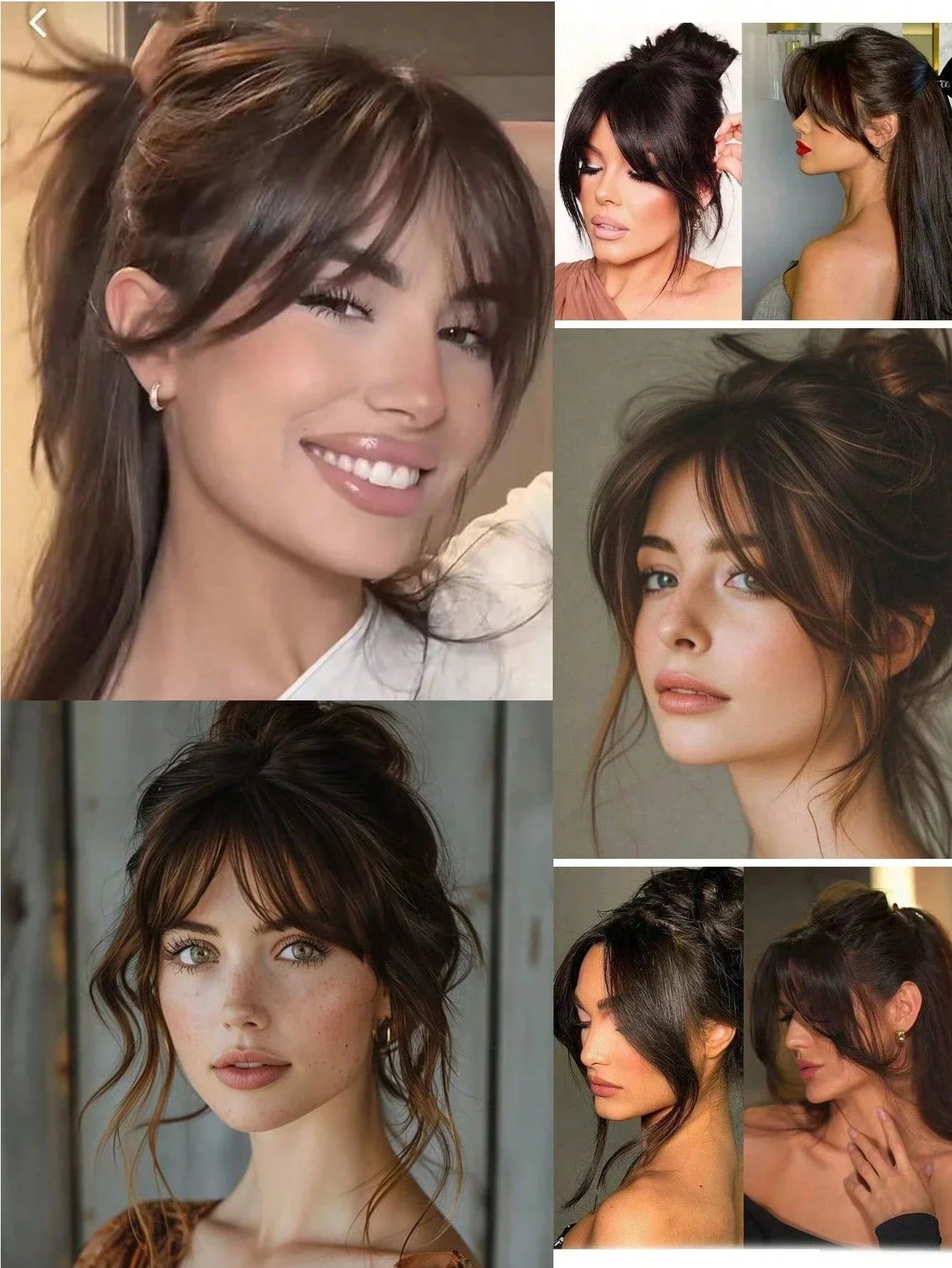 Синтезный парик Средняя часть челки Наращивание волос на клипсе на лбу Натуральная бесшовная французская косая челка Восьмисимвольная челка