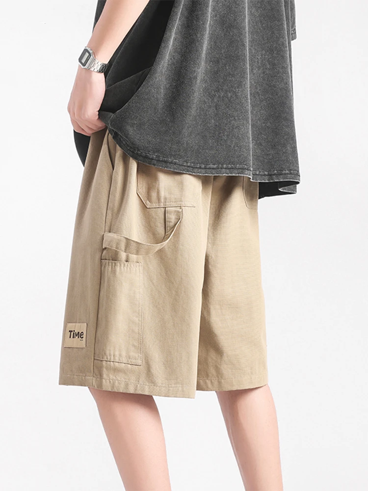 

Мужские летние брюки для работы на открытом воздухе в американском стиле, свободные, укороченные, универсальные, повседневные, в стиле High Street Haome