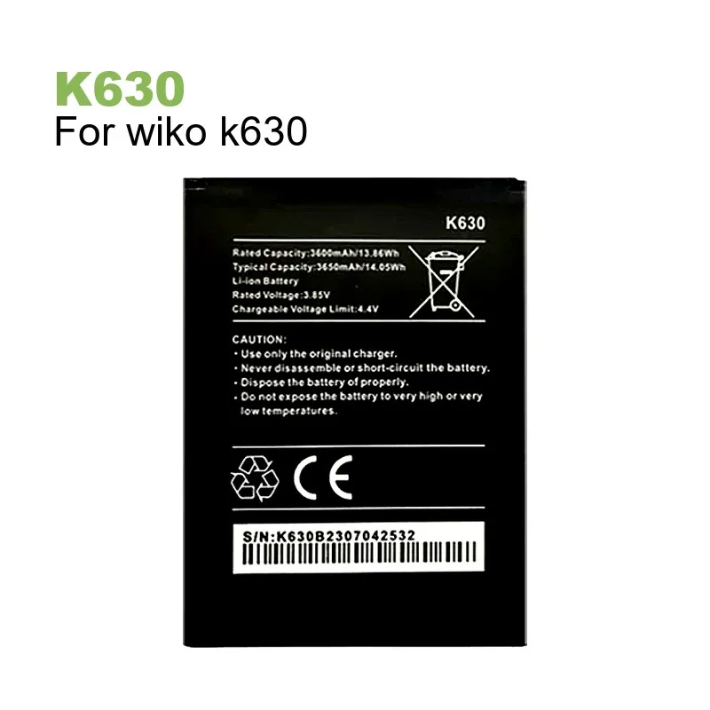 بطارية بديلة للهاتف المحمول لـ wiko K630 بسعة 3650 مللي أمبير في الساعة