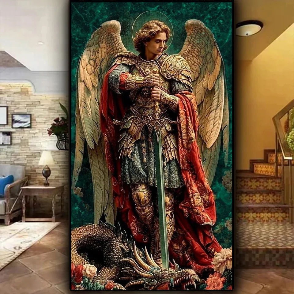 

Святой Архангел Михаил Diy Алмазная картина Полный круглый Алмазная вышивка мозаика Ювелирные изделия вышивка крестиком религия Подарок Домашний декор,