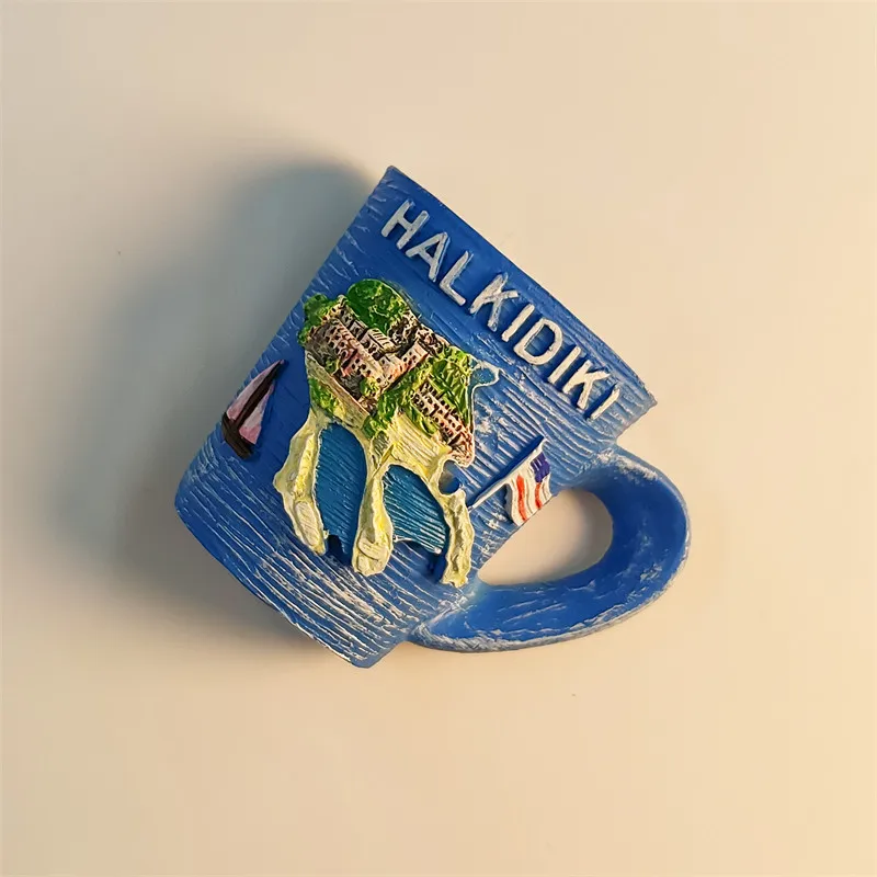 La Holiday Paradise Khalkitiki Island Creative Three-Dimensional Water Cup Travel Souvenir Magnetic Fridge Magnet Resin Material