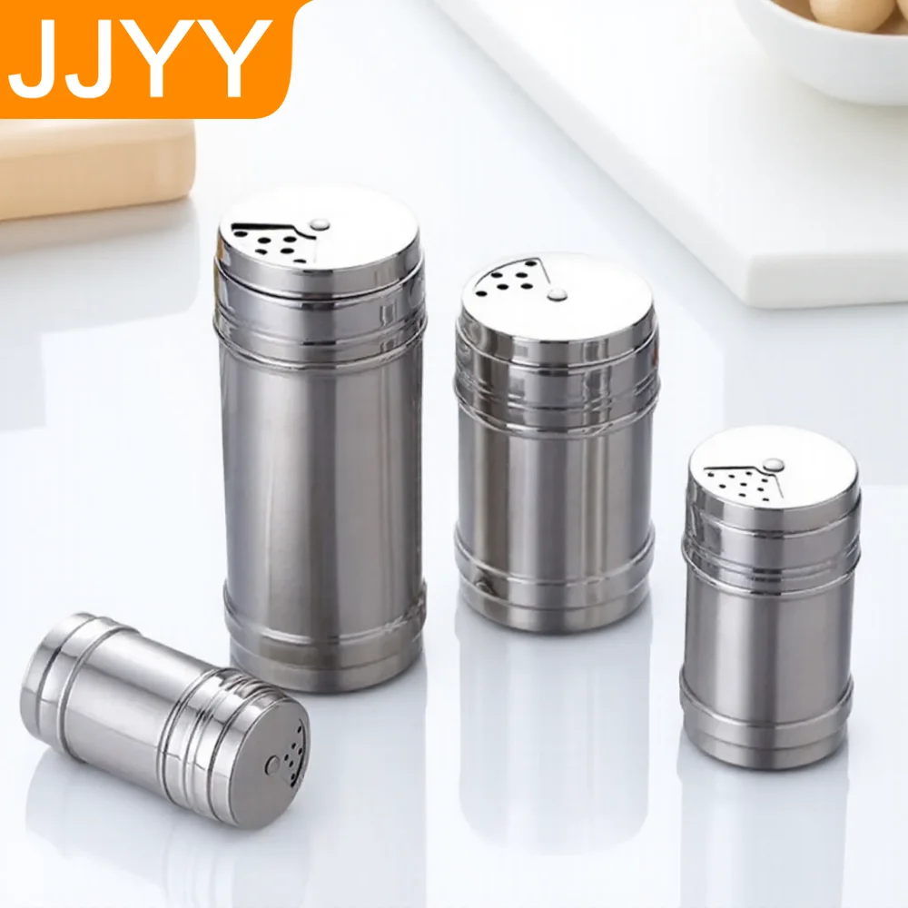 

Stainless Steel Twist Lid Spice Shaker Salt Sugar Pepper Multipurpose Kitchen Tools Seasoning Jars Condiment Containers