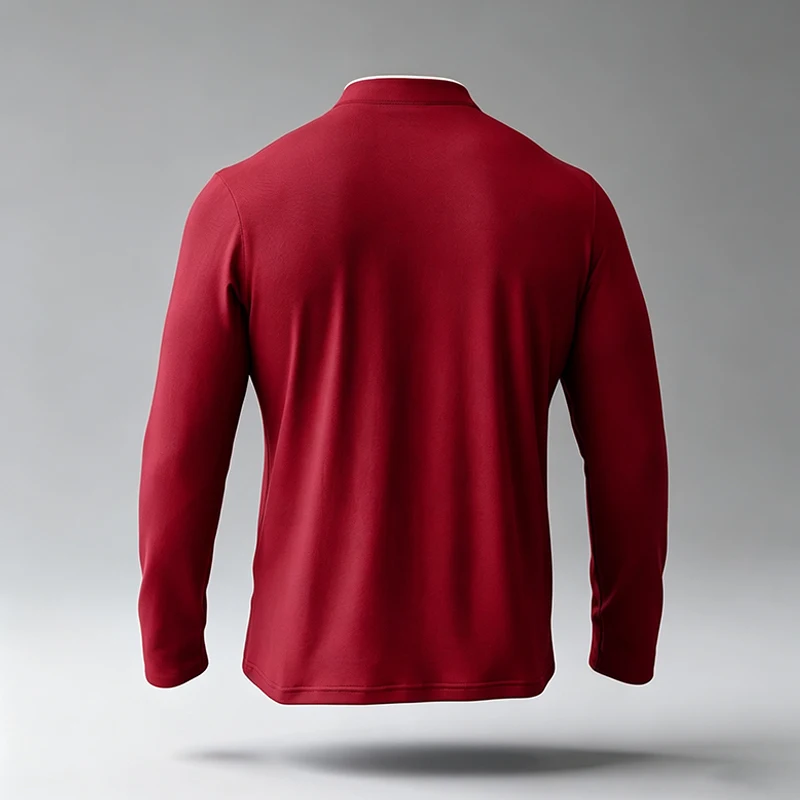Herren Minimalistisches Halbzipper-Langarmshirt mit Stehkragen aus vielseitigem Strickmaterial für alltägliche urbane Multi-Szenario-Kleidung. – Detail 12