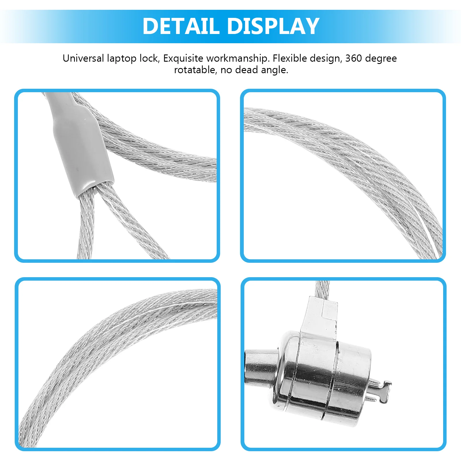 2 juegos de cables de bloqueo para ordenador portátil, Hardware de seguridad con llave de 6 pies, Flexible, giratorio 360, Cable de bloqueo Universal Compatible con ordenador portátil