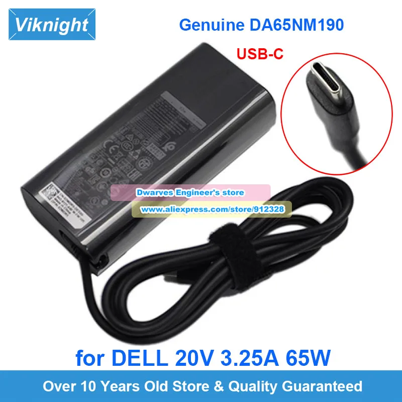 

Genuine DA65NM190 20V 3.25A Power Adapter for Dell Inspiron 14 5430 P171G Latitude 5330 5430 5530 7275 7370 7330 7430 7530