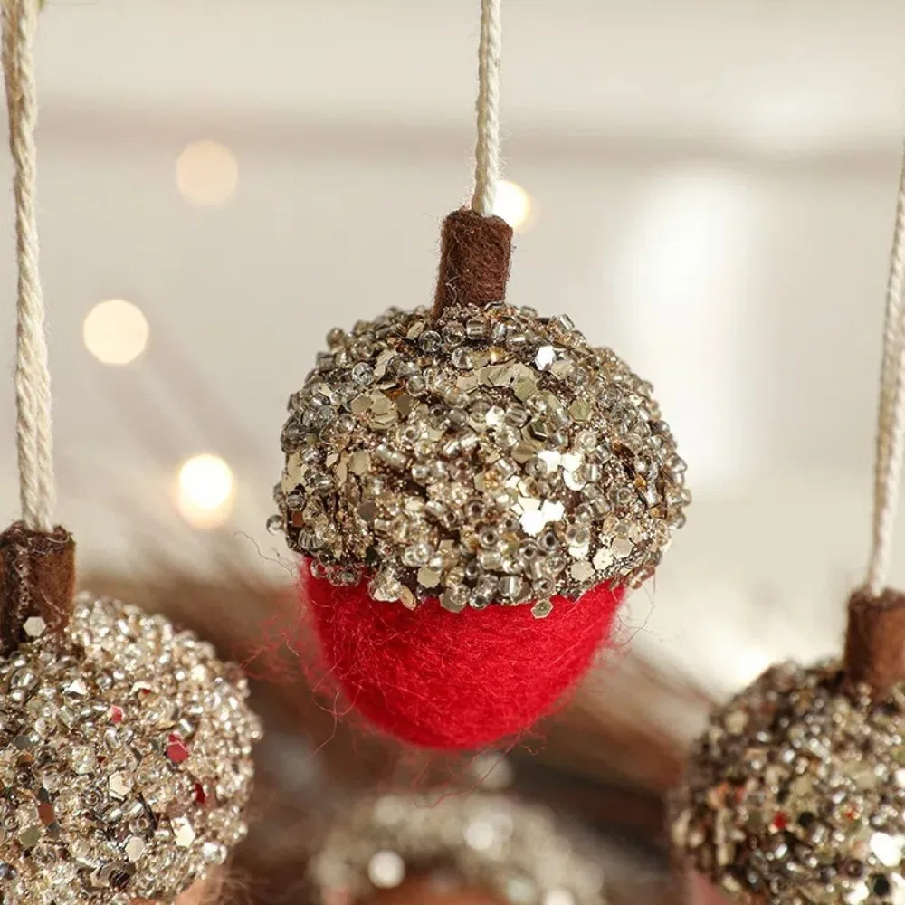 

New Christmas Tree Decor Hanging Wool Felt Gifts Acorn Pine Small Pinecone Decor New Year