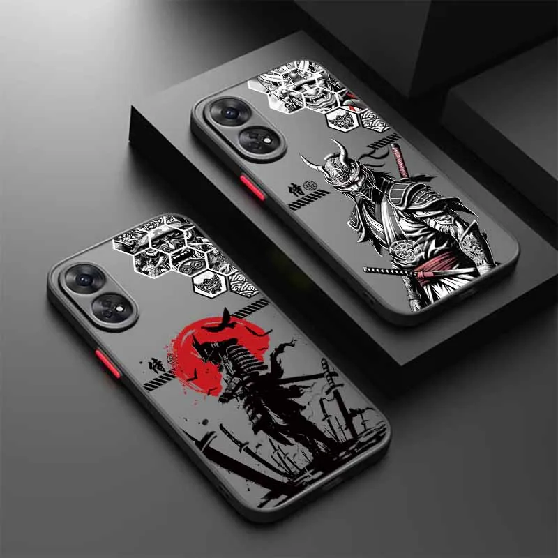 

Japanese Oni S-amurai For OPPO Reno 14 13F 13 8T 8Z 8 7Z 7 6Z 6 5 4 Pro Plus Lite Frosted Translucent Soft Phone Case