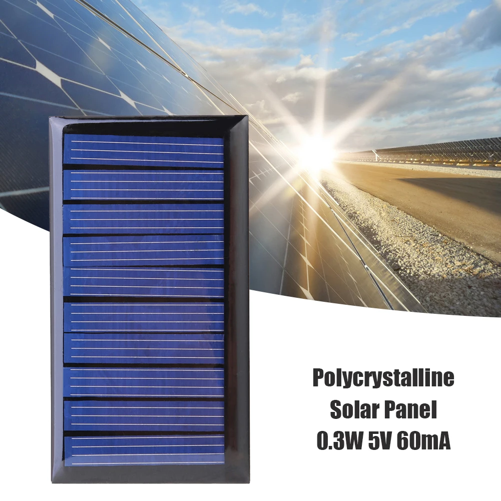 5V Solar Panel Study Polycrystalline Silicon DIY Battery Charger Small Mini Solar Cell cable toy Volt 60mA 1W for 3.6V Battery