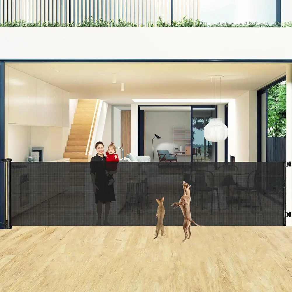 

Очень высокие раздвижные ворота для детей и домашних животных, 48 дюймов, 180 см в ширину для больших проемов, подходят для использования внутри и снаружи помещений, черные