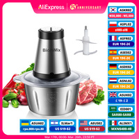 BioloMix 2 Speeds 500W Stainless Steel 2L Capacity Electric Chopper Meat Grinder Mincer Food Processor Slicer