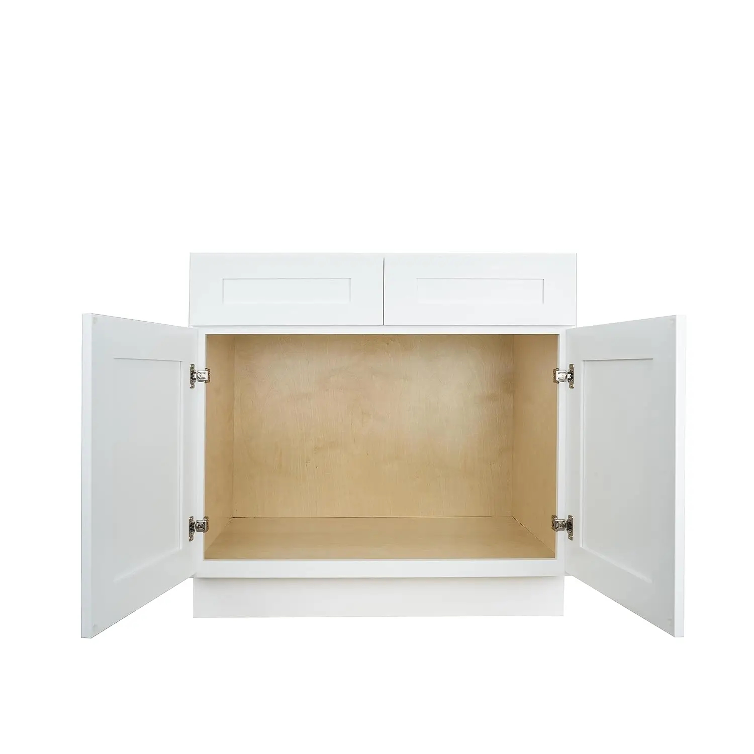 

Hollywood Fabiani Design Sink Base Kitchen Cabinet 30 in. W x 24 in. D x 34.5 in. H in Shaker White Ready to Assemble