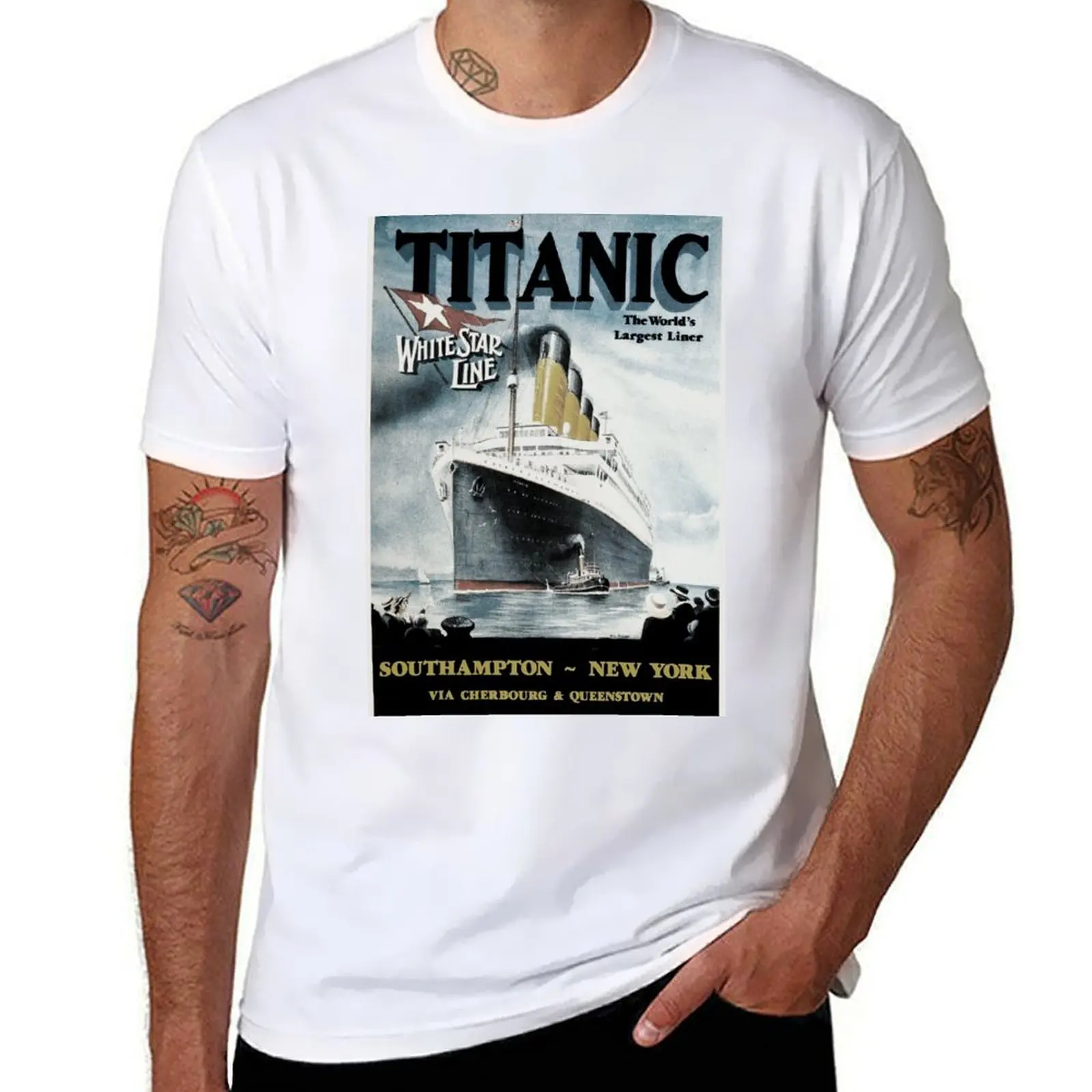 

Titanic - Vintage poster T-Shirt anime t shirts for man t shirt man cotton T-Shirt