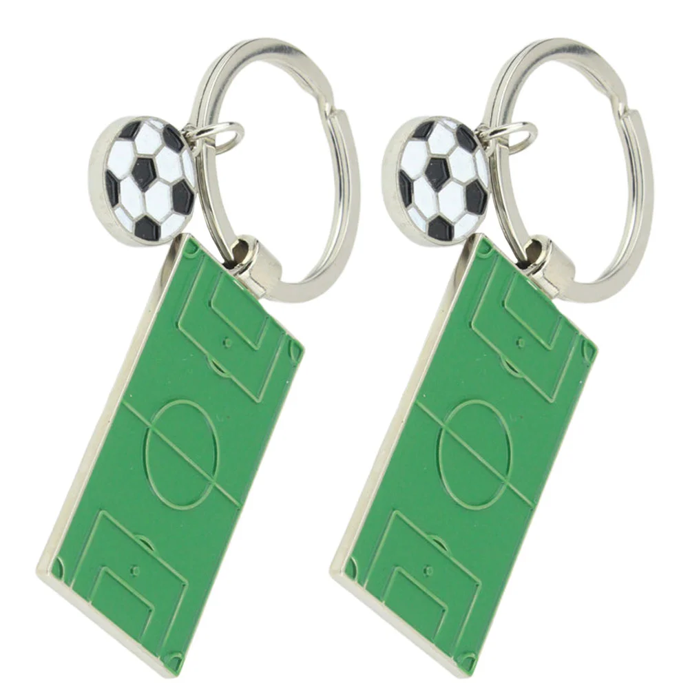 

2 PCS Footballs for Kids Key Ring Field Pendant Adorable Keyrings Decor Chain Pendants Bulk