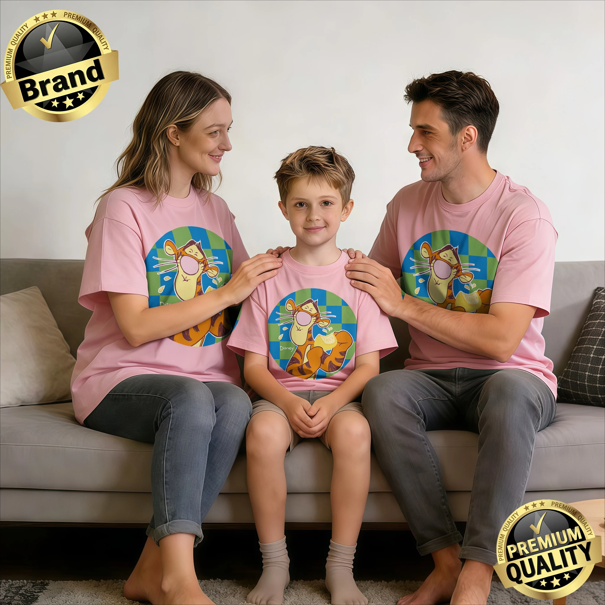 

2026 Summer Disney Winnie The Pooh Pattern T-shirt Parent-child Suit High-quality Pure Cotton Classic Short Sleeved Unisex Tops