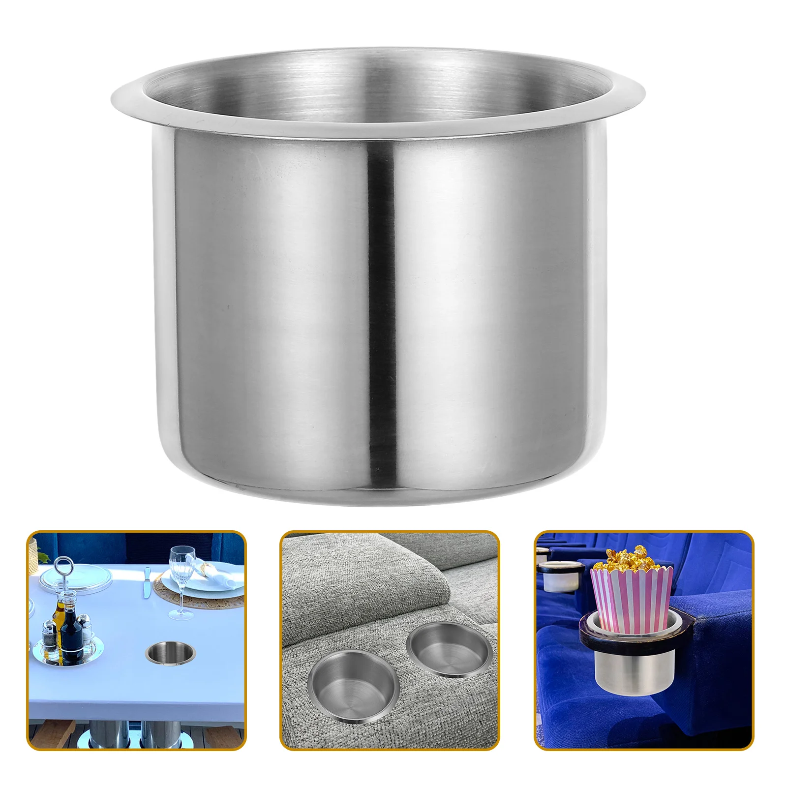 

Stainless Steel Drop in Sofa Cup Holder Replacement Drink Can Holder for Boat Camper Rv Truck Marine Table Insert