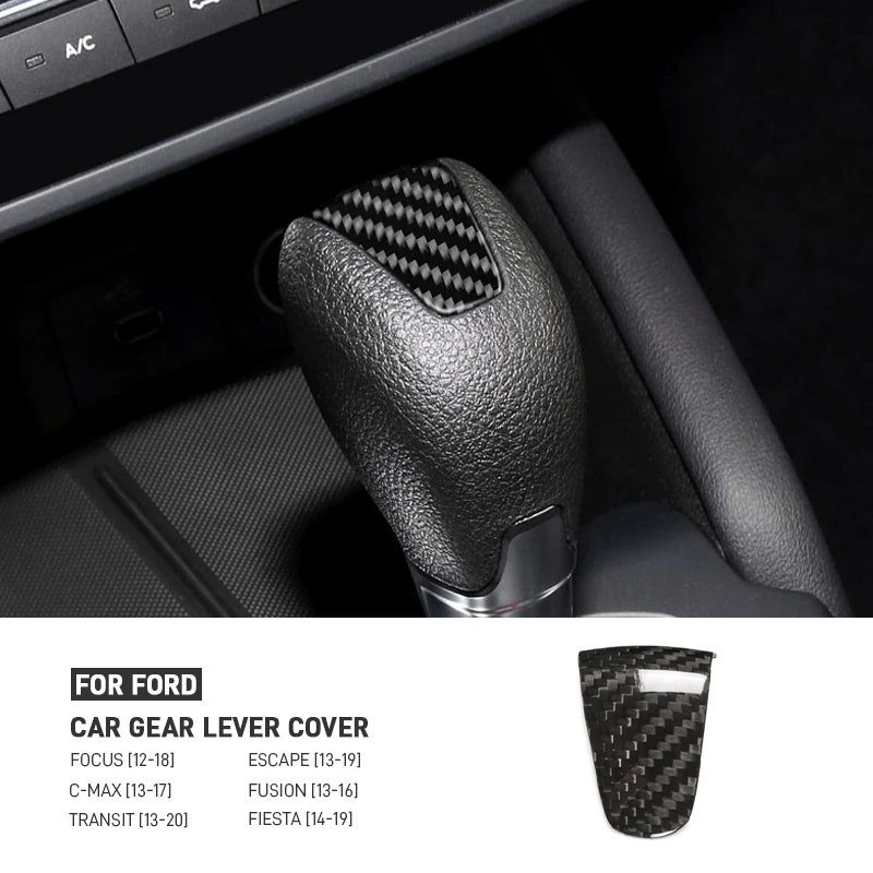 

Real Carbon Fiber Car Gear Shift Head Trim Cover Sticker Interior Parts For Ford Focus Escape C-MAX FIESTA Transit Fusion Mondeo
