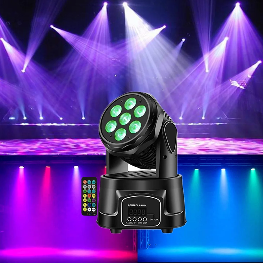 

Party Lights DJ Disco Lights 7 x 8W DMX Stage Lights Mini Bobblehead Spotlight Beam Lights Party Club Concert Wedding now perfor