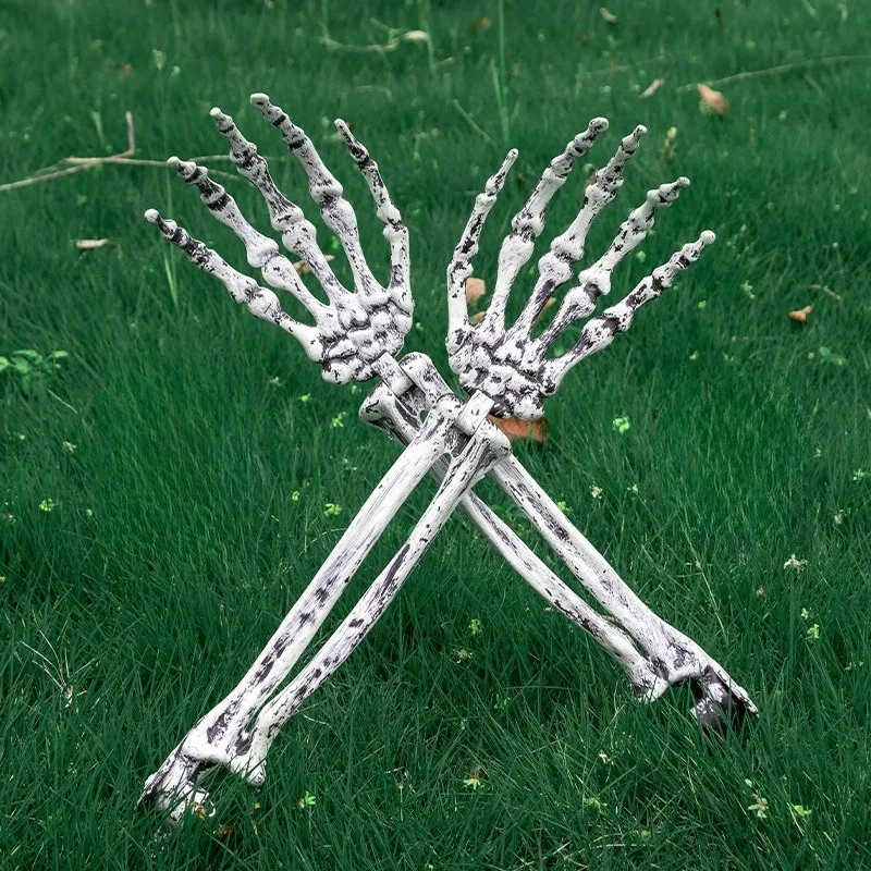 접지 플러그 해골 손 할로윈 의상 흰색 해골 유령 손 모양 무서운 트릭 장식 소품