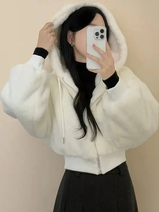 Lazin Inspired Thiened Cotton Lined ort Coat Women's Faion Lantern Sve Fur Jaet Korean Sle Waist-Cinching