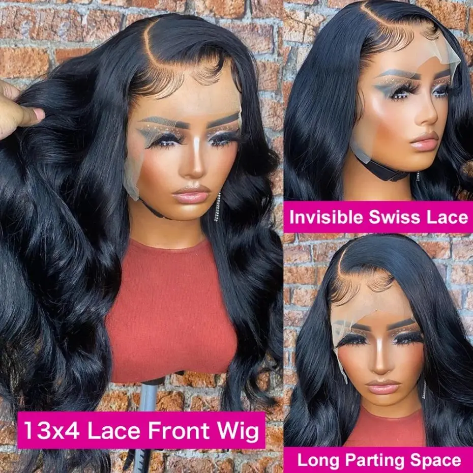 13x4 13x6 Body Wave Transparent Lace Front Wigs Brazilian Human Hair Cheap Hair 4x4 Lace Closure Wig 180% Density For Women