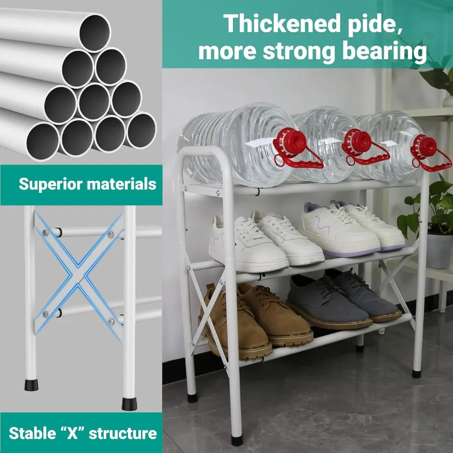 Organisateur de chaussures à 3 niveaux, étagère à chaussures robuste pour placard, couloir de garage, étagère à chaussures réglable facile à assembler avec un design durable et