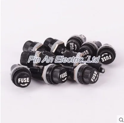 10pcs/lot 5*20mm Glass Fuse Holders 5x20 Black Insurance Tube Socket Fuse Holder for 5*20 Insurance Panel Mount Fuse Holder