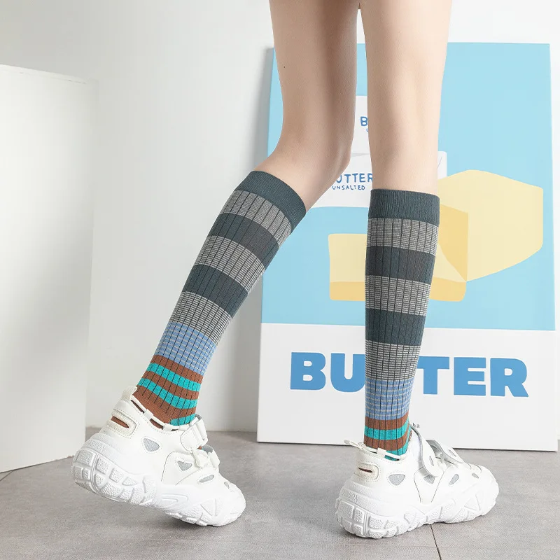 3 Pairs Women\'s Long Striped Socks Casual Sports Versatile Cotton Sock Breathable Comfortable High Quality Sox Female Soft