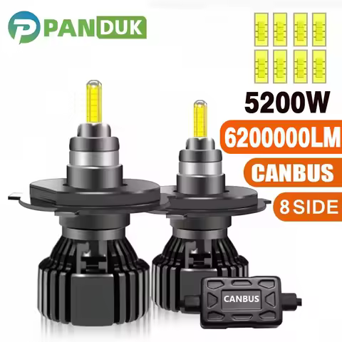 PANDUK 360 H4 H11 LED 6200000LM 5200W Canbus 9012 HIR2 H7 H1 H3 H8 D1S D2S 9005 HB4 9006 Led Car Headlight 6000K Fog Lamp 12V