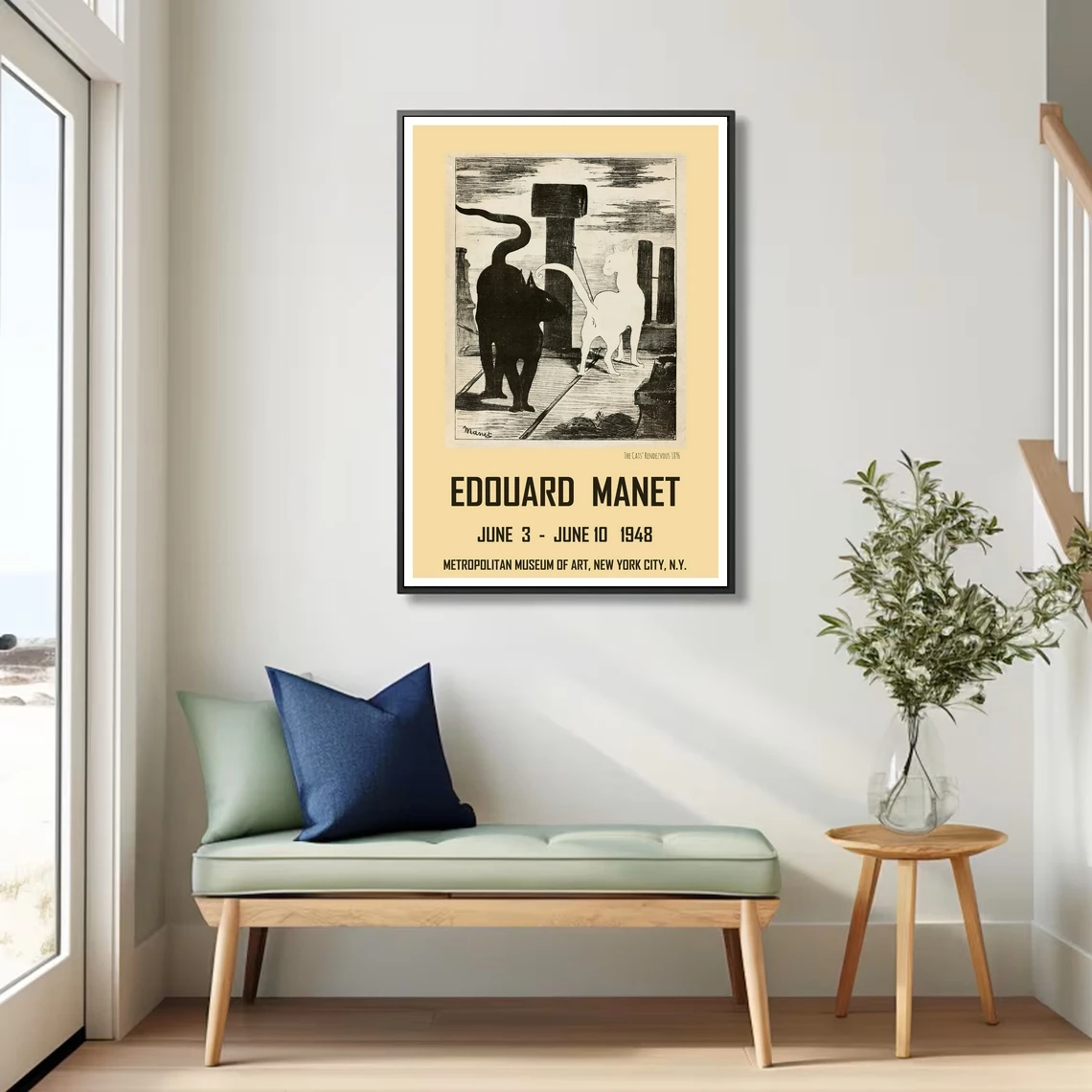 إعادة طباعة ملصق معرض مدينة نيويورك عتيق لعام 1948 لأعمال إدوارد مانيت ملصق قماش طباعة ديكور المنزل طلاء جدران