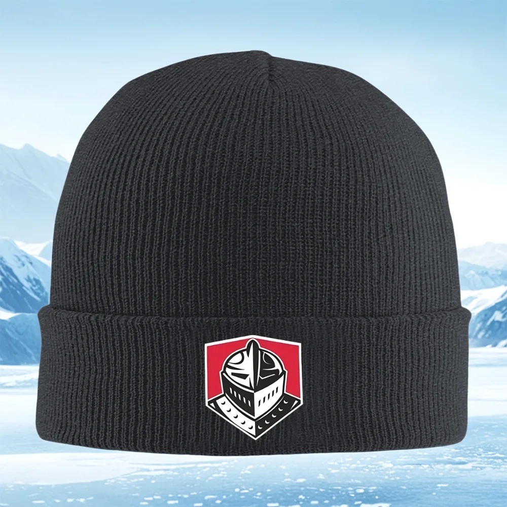 فارس خوذة شعار أسود أبيض أحمر الرجال النساء للجنسين محبوك قبعة قبعة صوفية قبعة الشتاء الحرارية الدافئة عيد الميلاد في الهواء الطلق Cycl #1