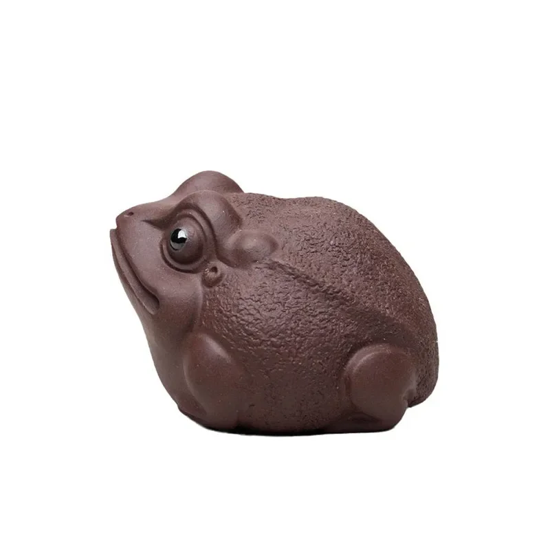 Chinese Purple Clay Tea Pet Lucky Golden Toad Statue Ornaments Handmade Tea Figurine Sculpture Crafts Home Tea Set Decors Gifts