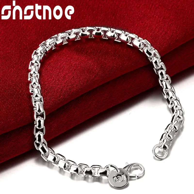 SHSTONE 925 Sterling Silver Round Box Bracelet Men and Women Hand Chain Jewelry Accessories Wholesale Fashion Wedding Party Gift