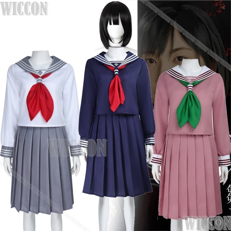 Shimizu Jk Hinako Game Cosplay Japanese School Uniform Sailor Suit Dress Girl Blue/Gray/Blue 3 Colours Halloween Cos Comic Con