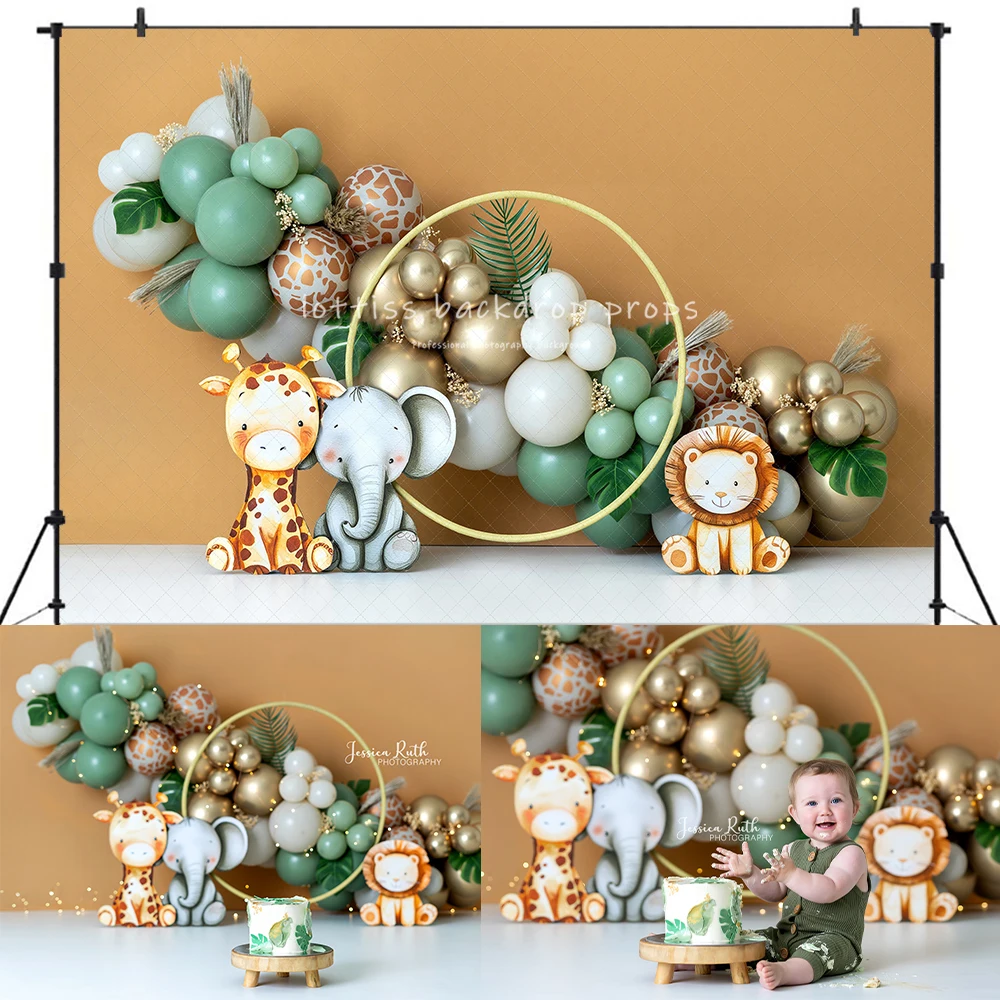 Safari Balloons Jungle Backdrops Kids Baby Photography Child Adult Photocall Decors Animals Forest Photocall Backgrounds