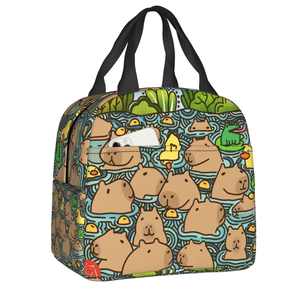 Custom A Pond Full Of Capybara Insulated Lunch Tote Bag for Women Portable Thermal Cooler Food Lunch Box Outdoor Camping Travel