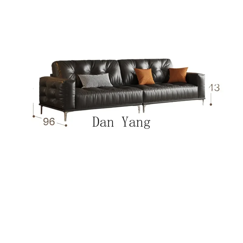 

DY antique leather sofa French retro living room small apartment new black cloud sofa