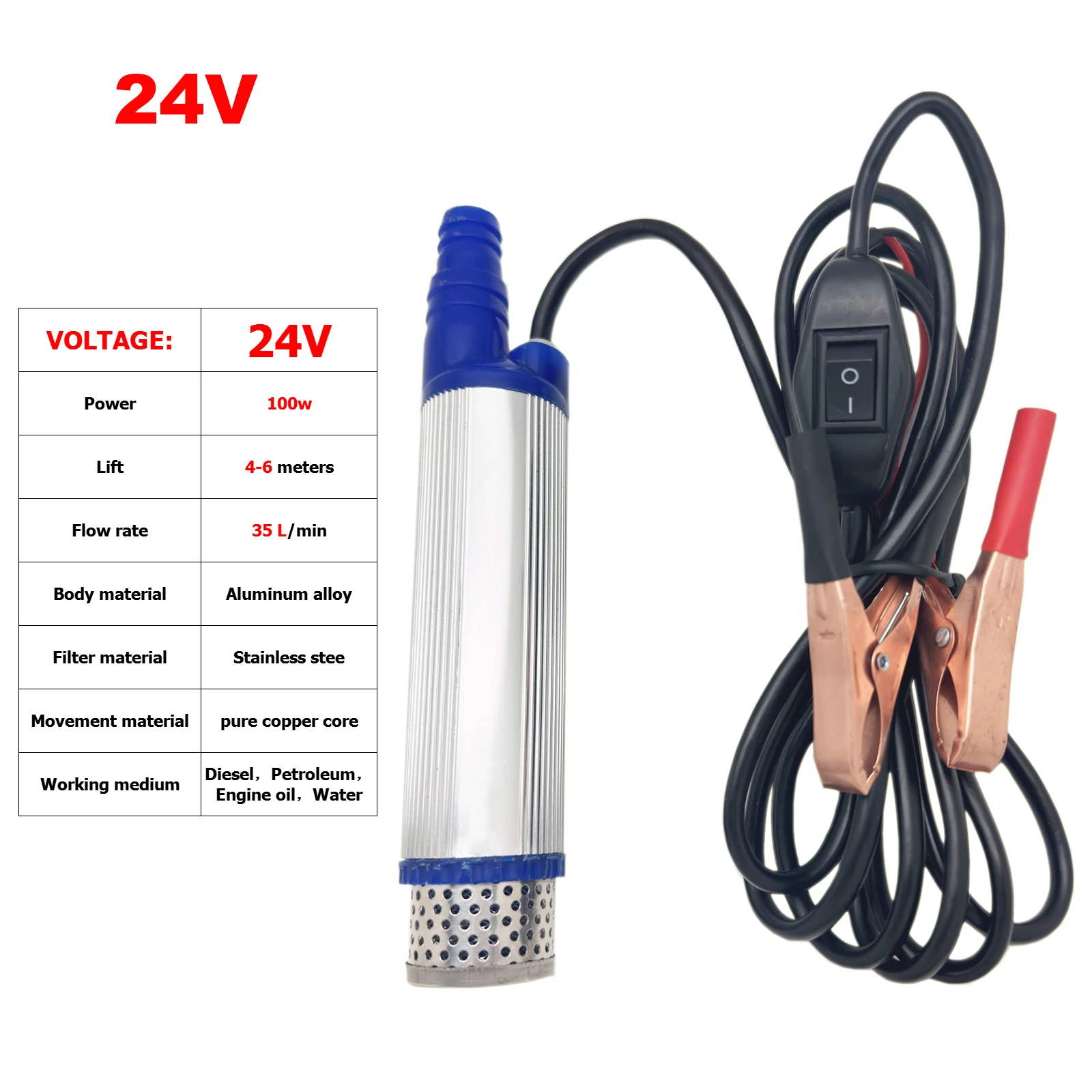 Elektrische Auto Pumpe 38mm Tragbare Mini Für Pumpen Diesel Öl Wasser Transfer Pumpe Camping Angeln Tauch Pumpe 35L/min 12V 24V