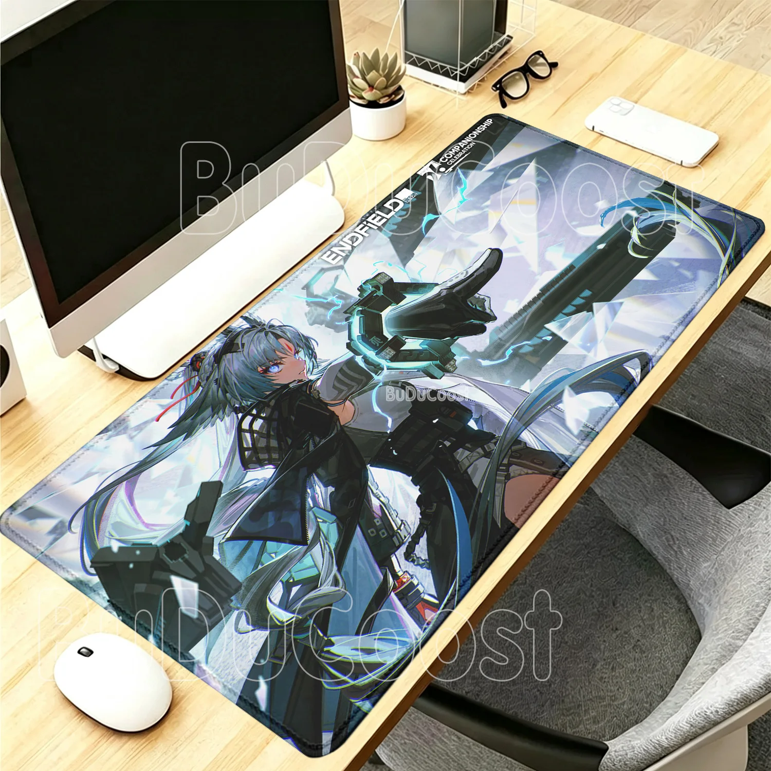 Anime Girl Rossi Yvonne Arknights Endfield Gaming Mouse Pad Rubber Non-slip Base Mousepad Offices HD Printing 400x900mm Desk Mat