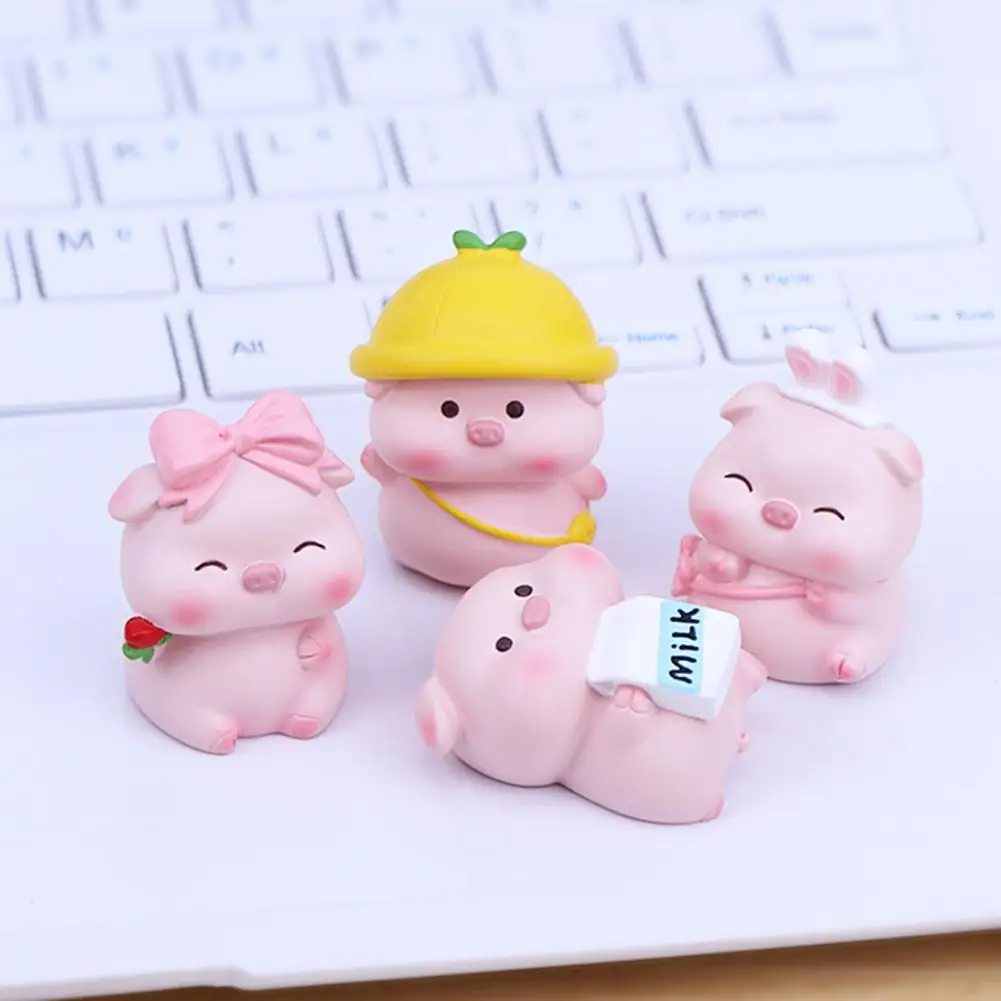 Animal Figurine Cartoon Lovely Adorable Fine Workmanship Mini Office Decor Eco-friendly Lie Pigs Desktop Ornament Car Decor