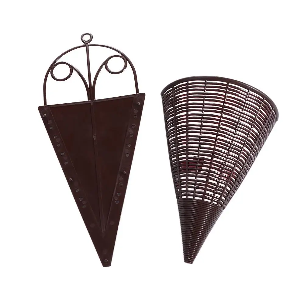Triangle Imitation Rattan Hanging Flower Basket Simulation Plastic Artificial Wall Hanging Flower Pot Wall Hanging