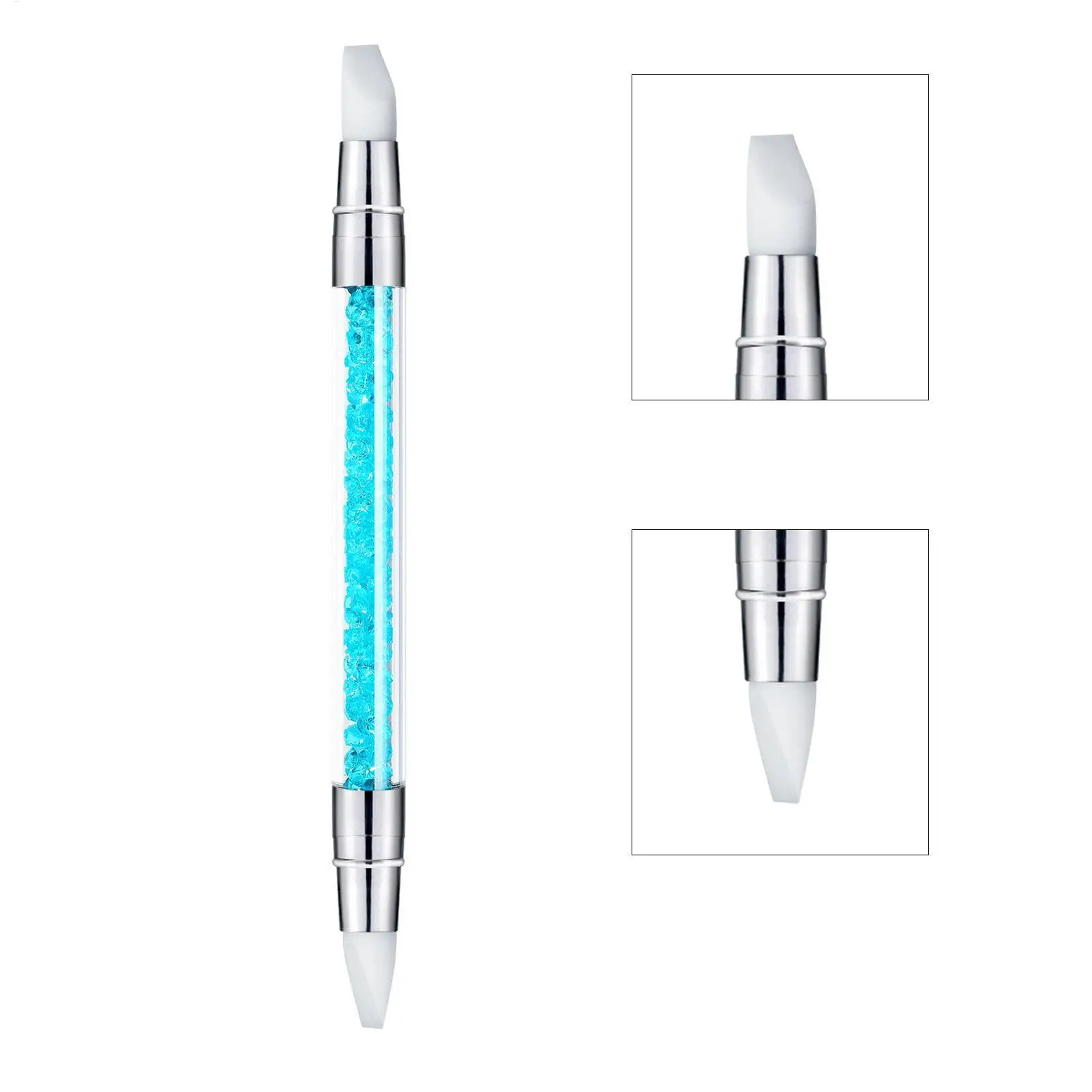 Professional D ual Tipped Silicone Nail Brush Set Rhinestone Carving Polishing Pen Manicure N ail Art Tools For Salon Home DIY