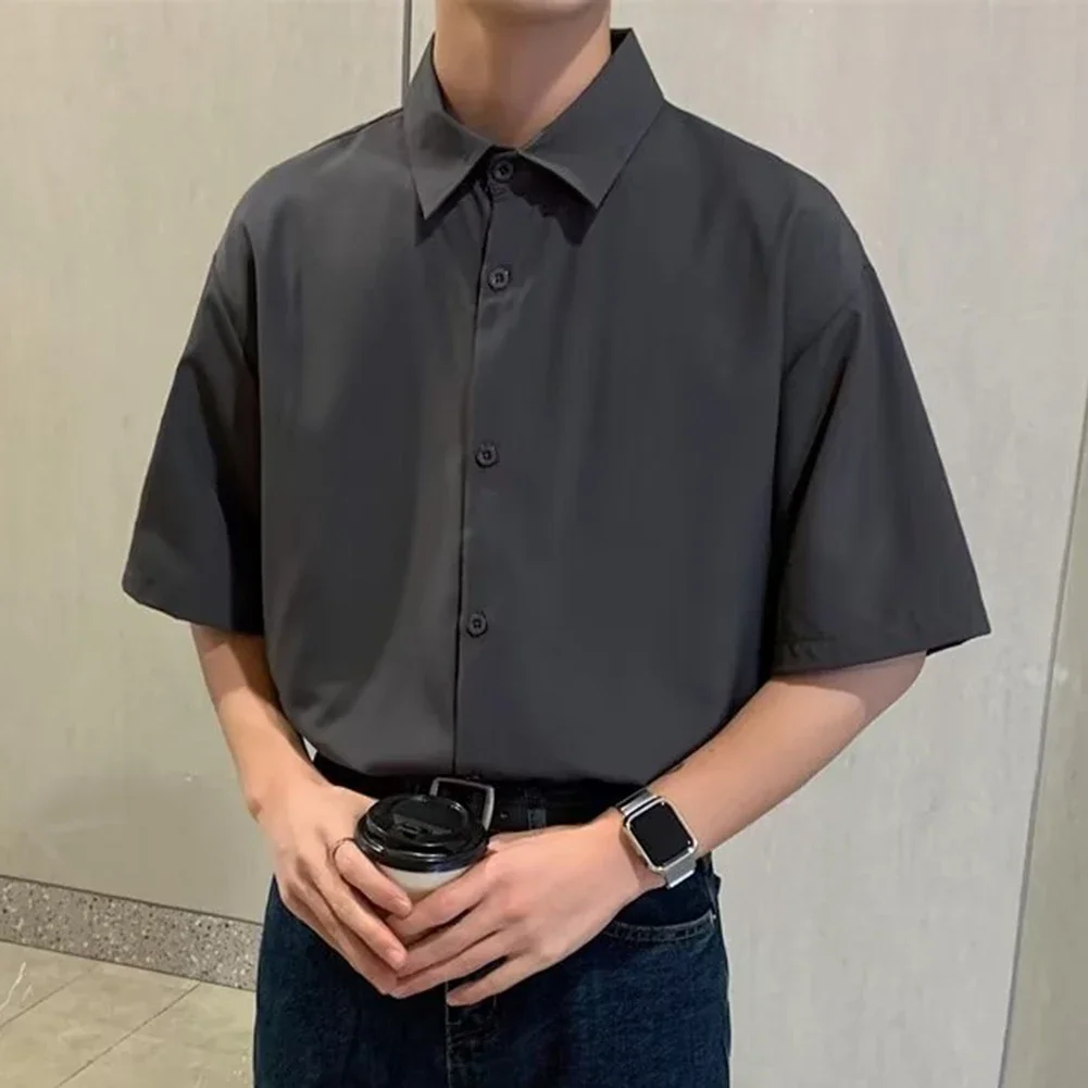 

Draped Fashion Top L M Mens Short Sleeve Shirt Suitable For Vacation Brand New Condition Lapel Neckline Daily Wear