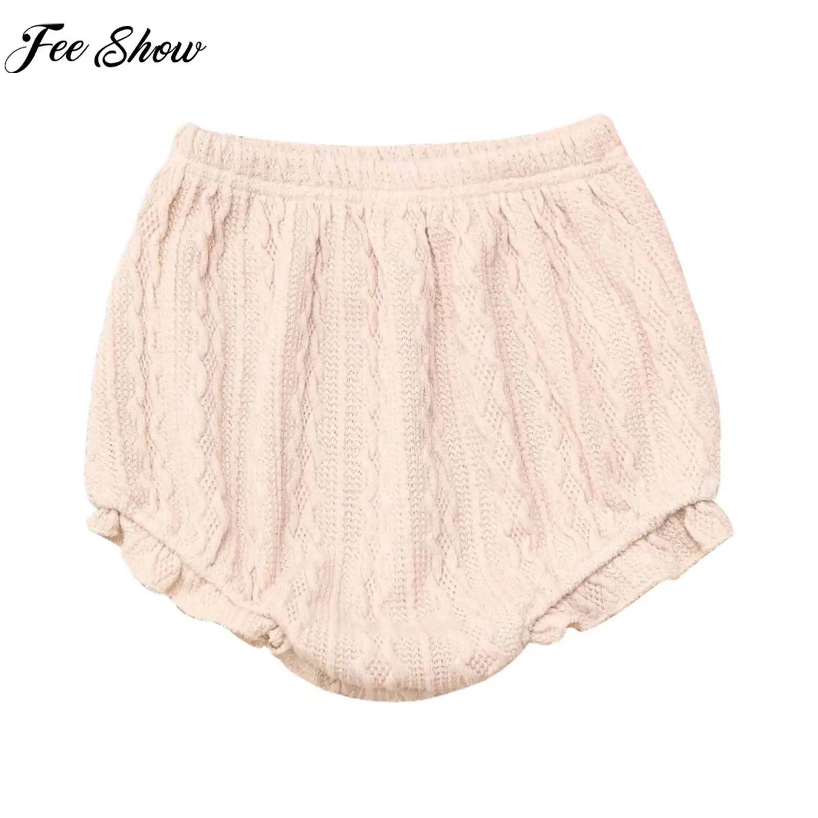 Baby Girls Spring Autumn Knitted Shorts Training Underpants Soft Cozy Casual Bloomers PP Pants Diaper Cover for Daily Home Wear