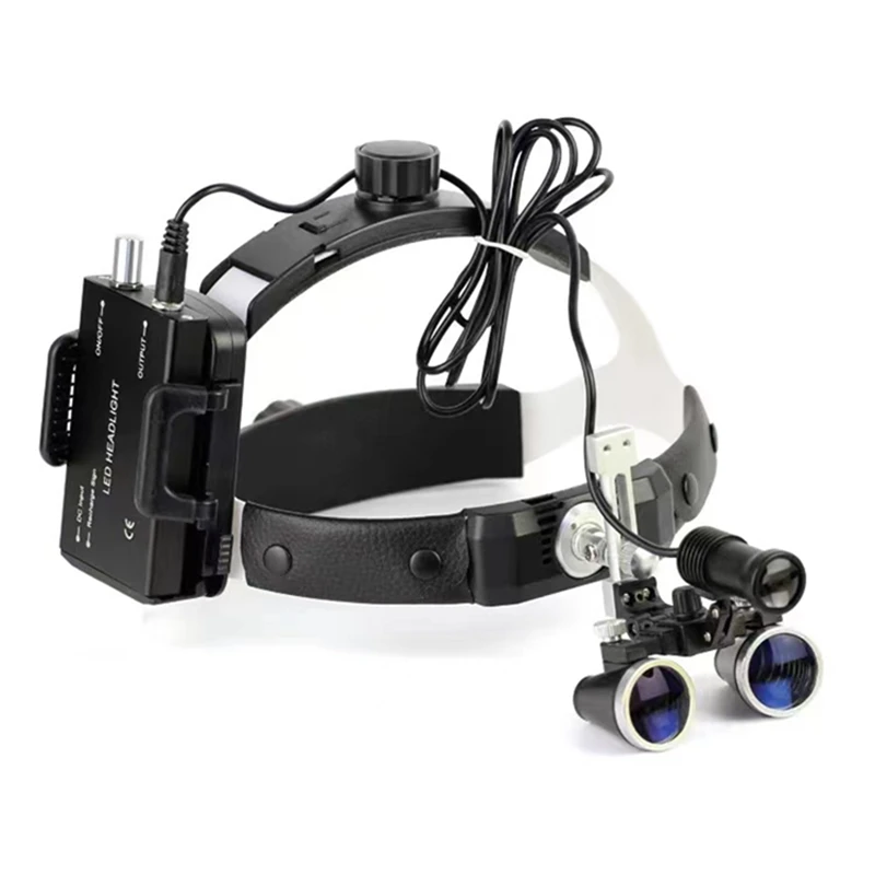 

2.5X 3.5X Dental Binocular Magnifier Loupes 5 W Surgery Spotlight Headlamp Medical Illuminator Headlamp with Li-on Battery Clip