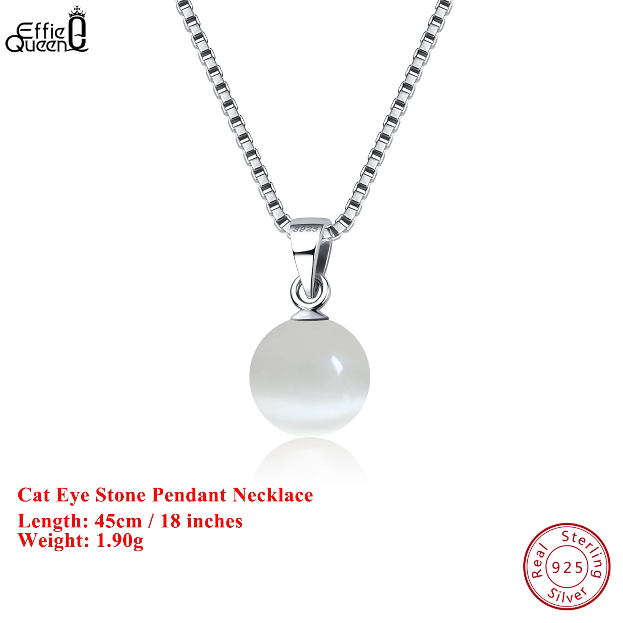 

Effie Queen 925 Sterling Silver Round Tiger Eye Stone/ Cat Stone Pendant Necklace Natural Jewelry for Women Birthdays Gift SN87