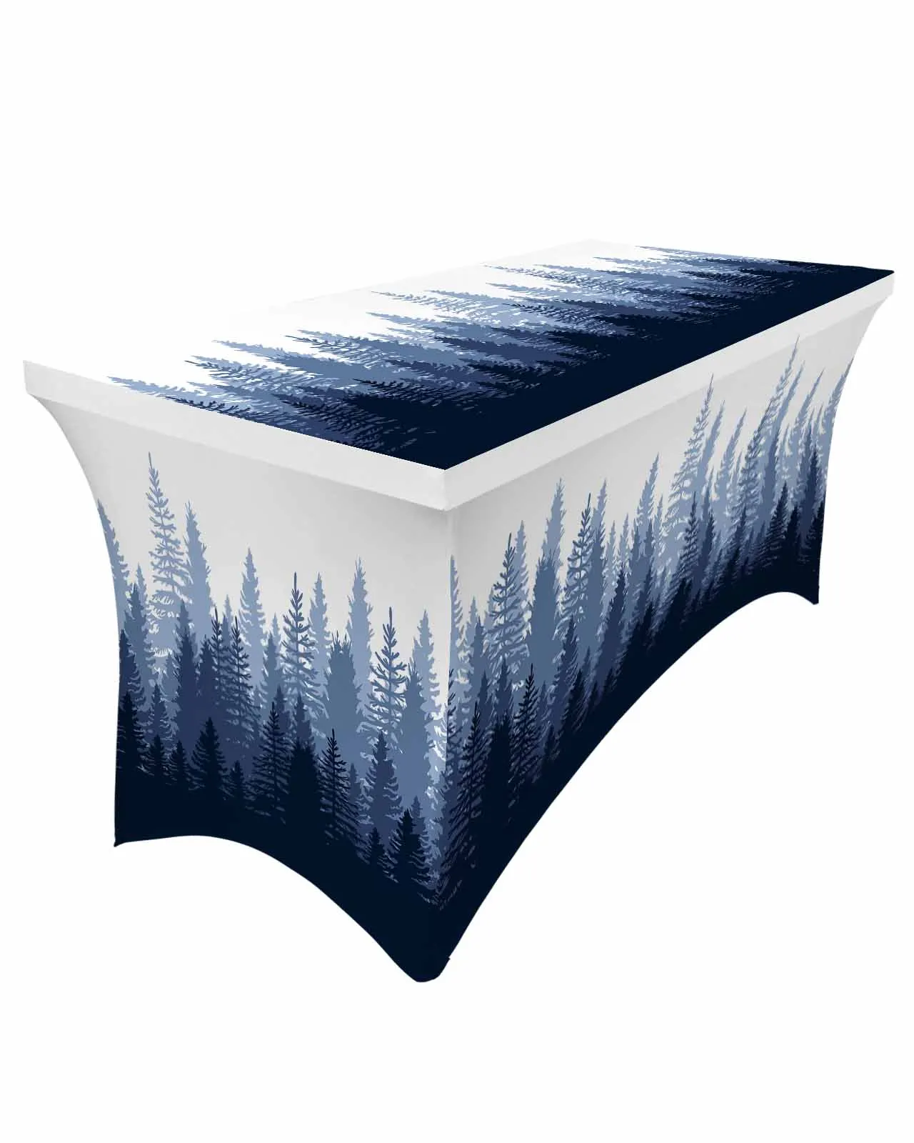 Forest Gradient Abstract Elastic Table Skirt Wedding Birthday Table Decoration Table Skirt Tablecloth for Party