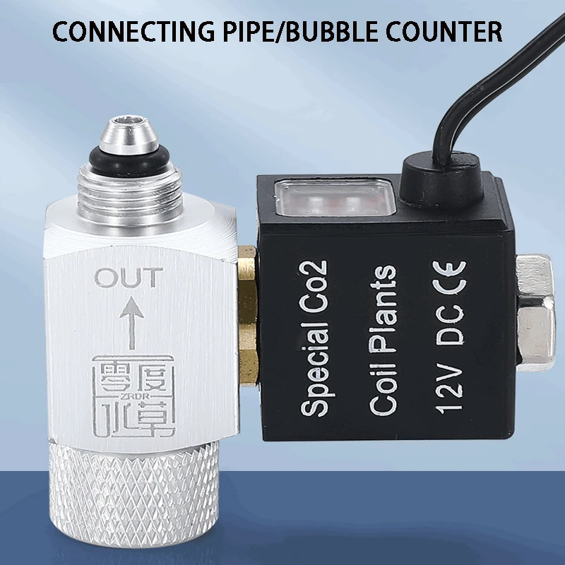 Aquarium CO2 solenoid valve, aluminum alloy waterproof solenoid valve, single and double head fish tank CO2 accessories